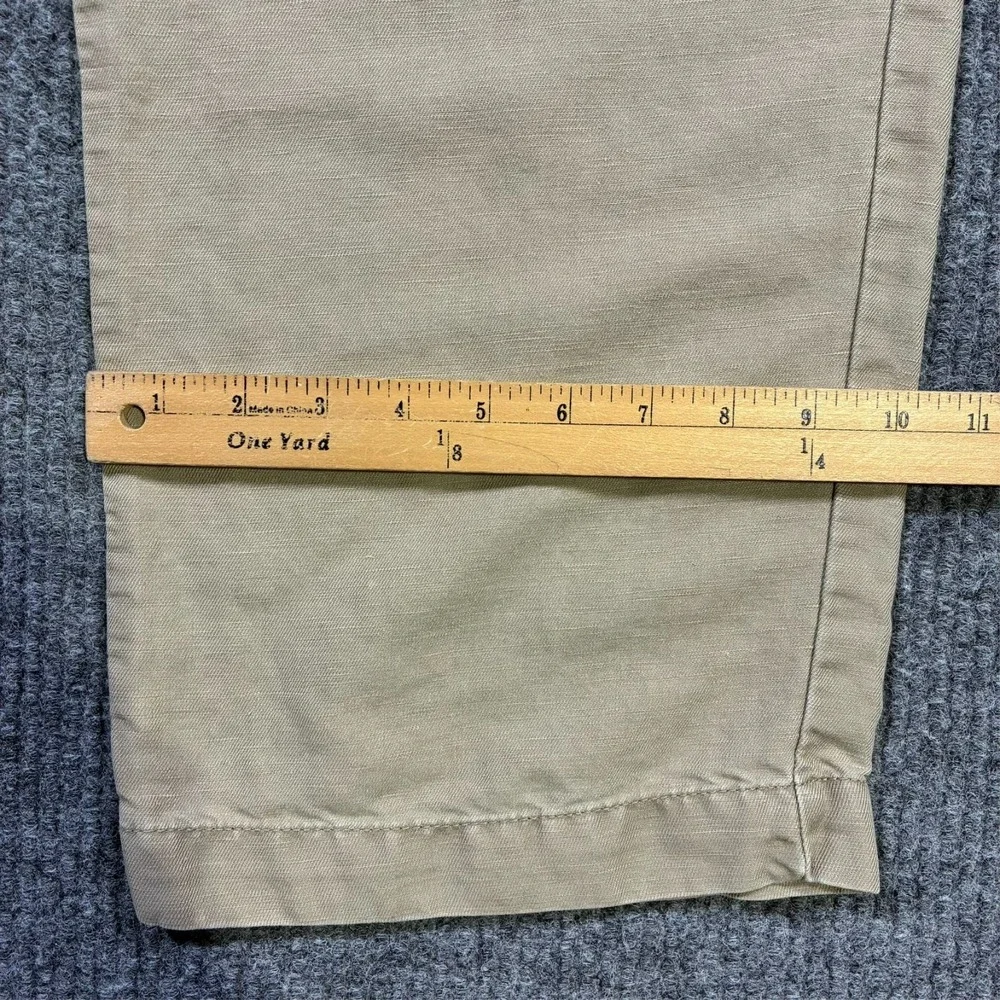 IZOD Mens Chino Pants Size 36x32 Beige Cotton Linen Flat Front High Rise